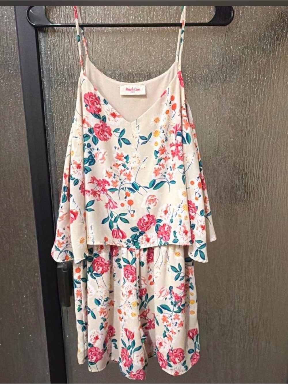 Peach Love California Girls Floral Cream Pink Romper